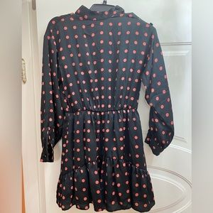 Zara Basic Polka Dot Dress – Black & Pink, Small